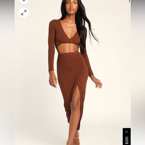 Lulu's Brown Cutout Maxi Dress